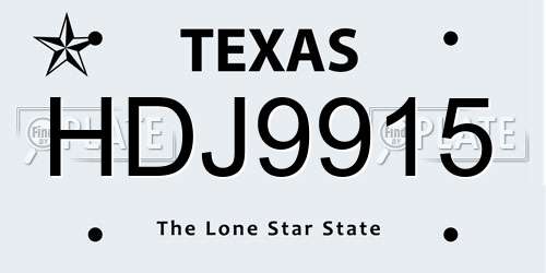 HDJ9915 Texas License Plate