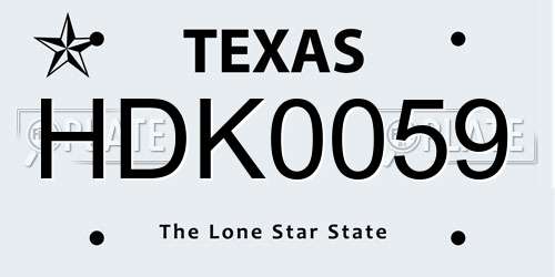 HDK0059 Texas License Plate