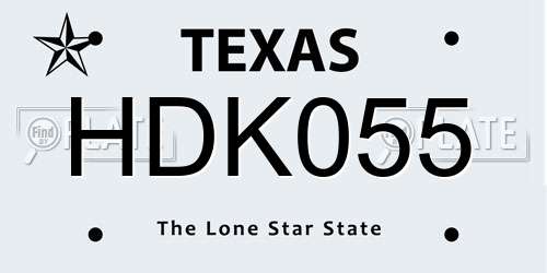 HDK055 Texas License Plate