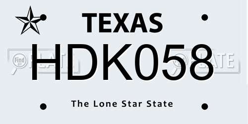 HDK058 Texas License Plate