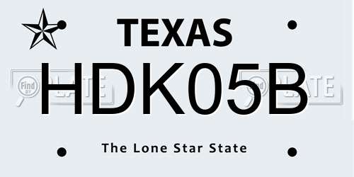 HDK05B Texas License Plate