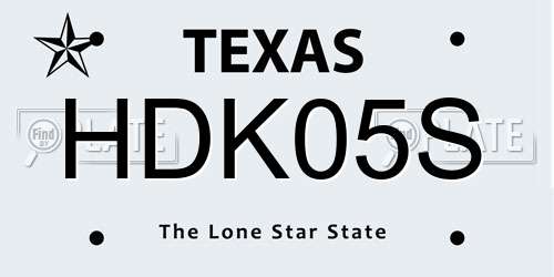 HDK05S Texas License Plate