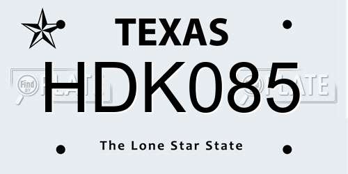 HDK085 Texas License Plate