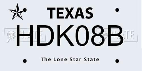 HDK08B Texas License Plate