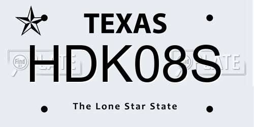 HDK08S Texas License Plate