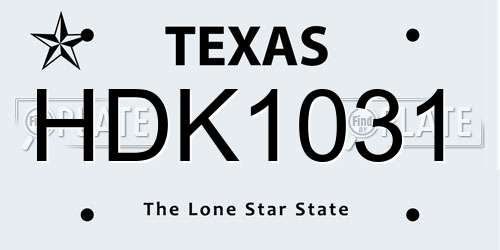HDK1031 Texas License Plate