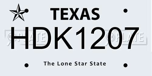 HDK1207 Texas License Plate