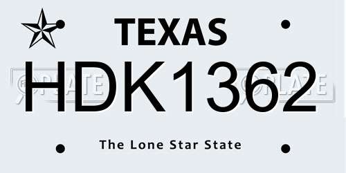 HDK1362 Texas License Plate