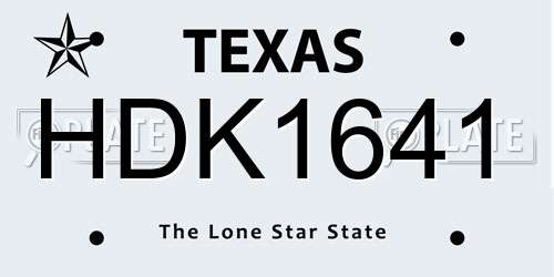 HDK1641 Texas License Plate