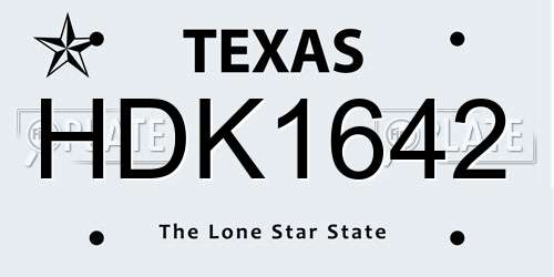 HDK1642 Texas License Plate