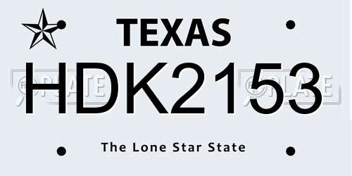 HDK2153 Texas License Plate