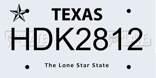 HDK2812 Texas License Plate