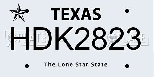 HDK2823 Texas License Plate