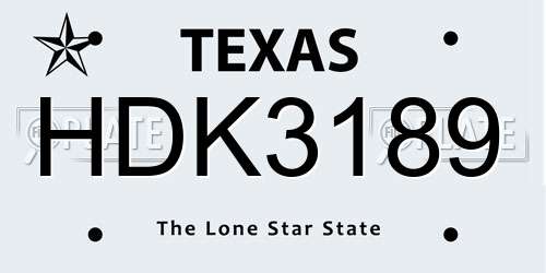 HDK3189 Texas License Plate