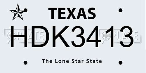HDK3413 Texas License Plate