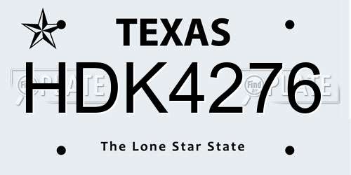 HDK4276 Texas License Plate