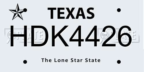 HDK4426 Texas License Plate