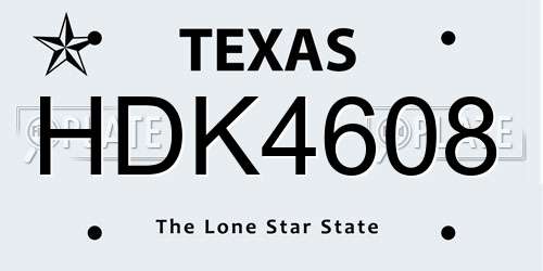 HDK4608 Texas License Plate