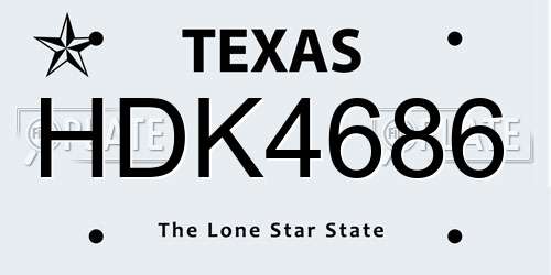 HDK4686 Texas License Plate