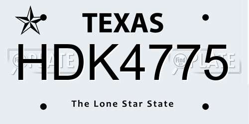 HDK4775 Texas License Plate