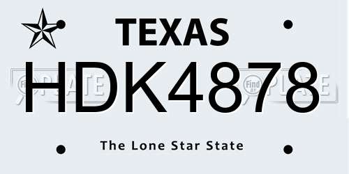 HDK4878 Texas License Plate