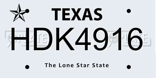 HDK4916 Texas License Plate