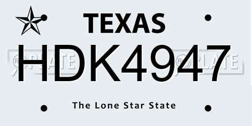 HDK4947 Texas License Plate