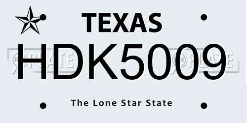 HDK5009 Texas License Plate