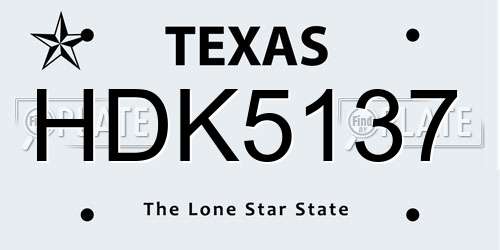 HDK5137 Texas License Plate