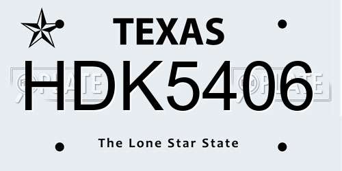 HDK5406 Texas License Plate