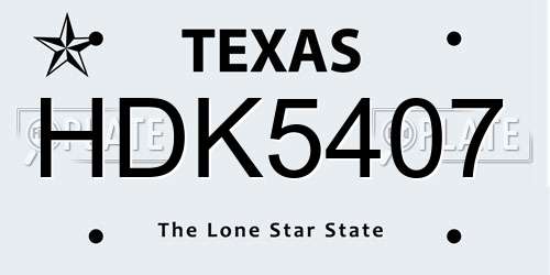 HDK5407 Texas License Plate