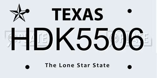 HDK5506 Texas License Plate