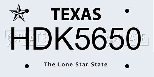 HDK5650 Texas License Plate