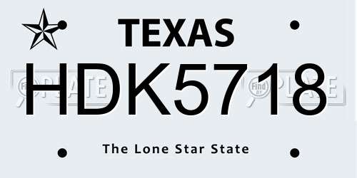 HDK5718 Texas License Plate