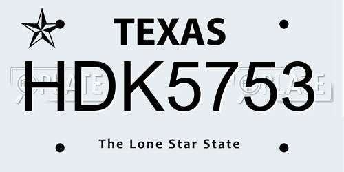 HDK5753 Texas License Plate