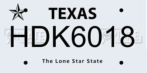 HDK6018 Texas License Plate