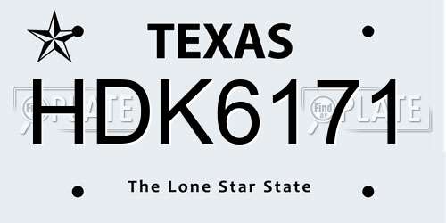 HDK6171 Texas License Plate