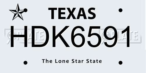 HDK6591 Texas License Plate