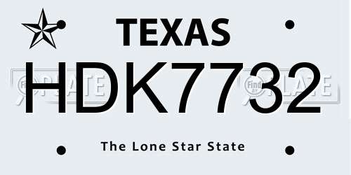 HDK7732 Texas License Plate