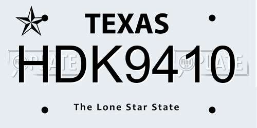 HDK9410 Texas License Plate