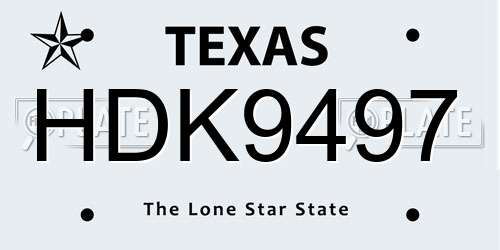HDK9497 Texas License Plate