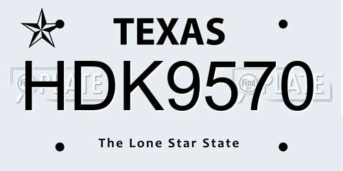 HDK9570 Texas License Plate