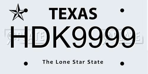 HDK9999 Texas License Plate