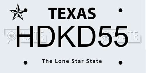 HDKD55 Texas License Plate