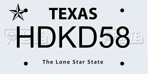 HDKD58 Texas License Plate