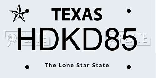 HDKD85 Texas License Plate