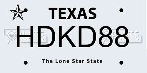 HDKD88 Texas License Plate