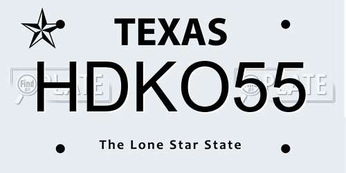HDKO55 Texas License Plate