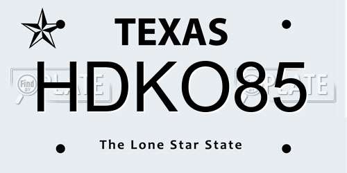 HDKO85 Texas License Plate