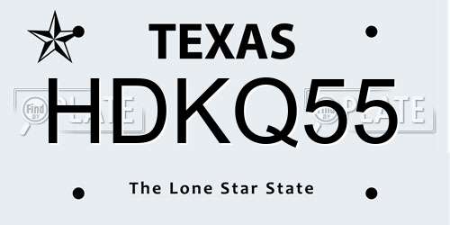 HDKQ55 Texas License Plate